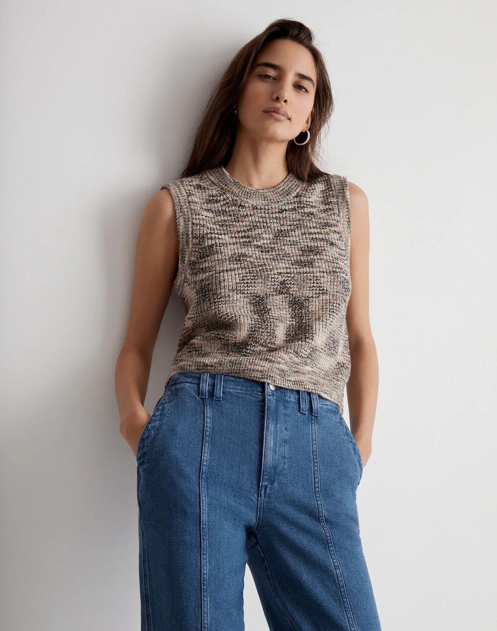 Madewell Space-Dyed Boulier Marled Riverside Sweater Vest